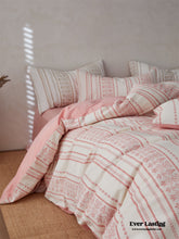 Boho Jacquard Cotton Bedding Set - Pink + White